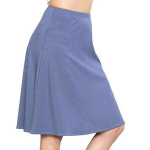 Plus Size 4X Slate Blue Stretch A-Line Midi Skirt | Hidden Elastic Waist NWT